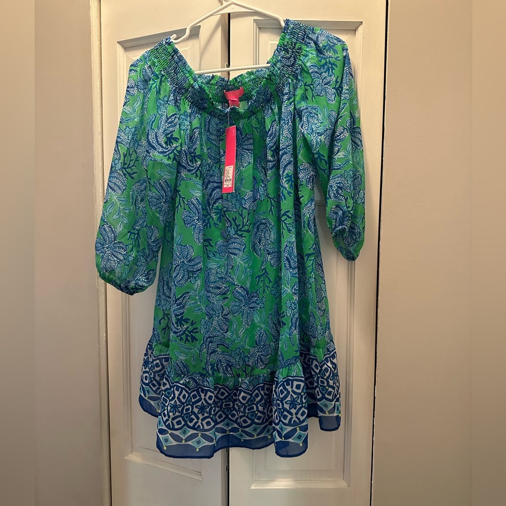 NWT LILLY PULITZER MARIBETH COVERUP M CABANA GREEN KEEPIN IT REEL ENGINEERED